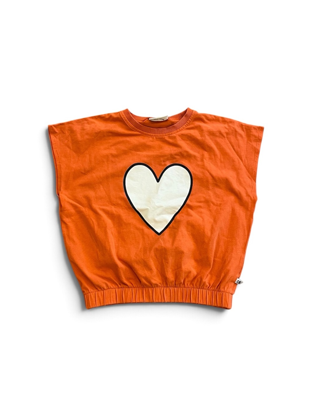 Girls' Orange Heart Graphic Tank with Elastic Hem